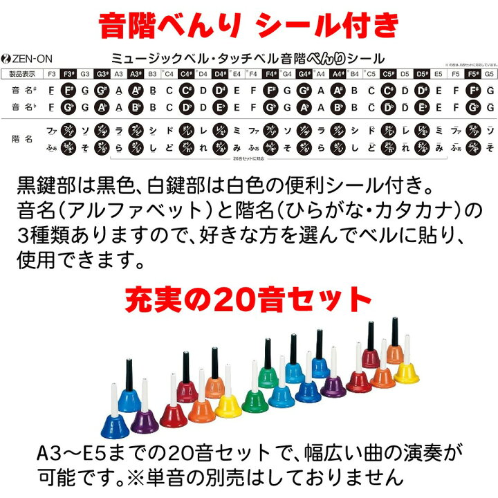 楽天市場】ゼンオン ミュージックベル ハンド式 CBR-20 ハンドベル 20 