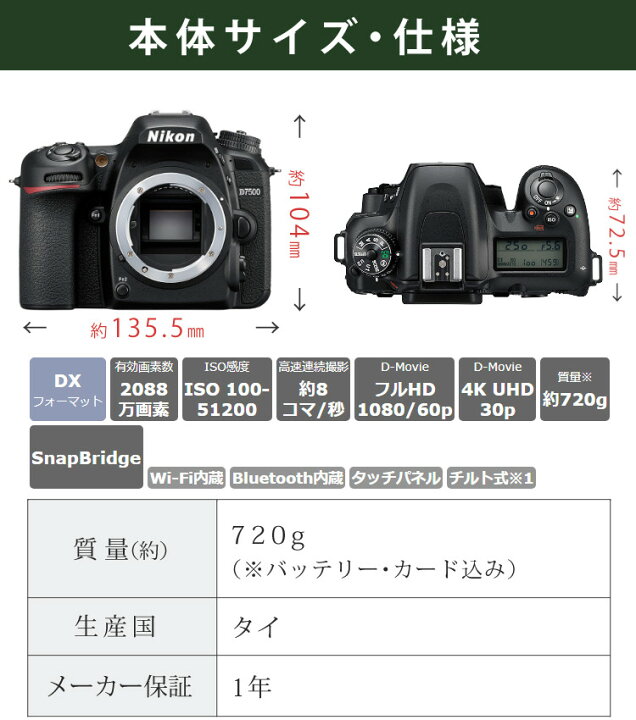 楽天市場】(ミドルクラス（初級者〜中級者）向け！)ニコン D7500  