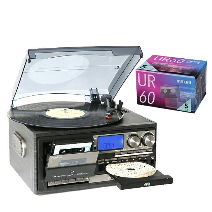 楽天市場】【カセットテープ5本付きセット】 レコードプレーヤー  