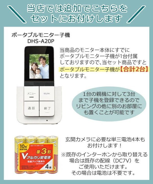 専用ワイヤレステレビドアホンELPA TMP2320 子機付き新品未使用工事 