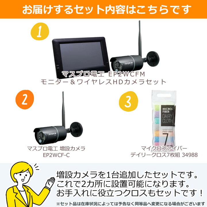 楽天市場】【増設カメラ1台＆クロス付き】 マスプロ電工 モニター 