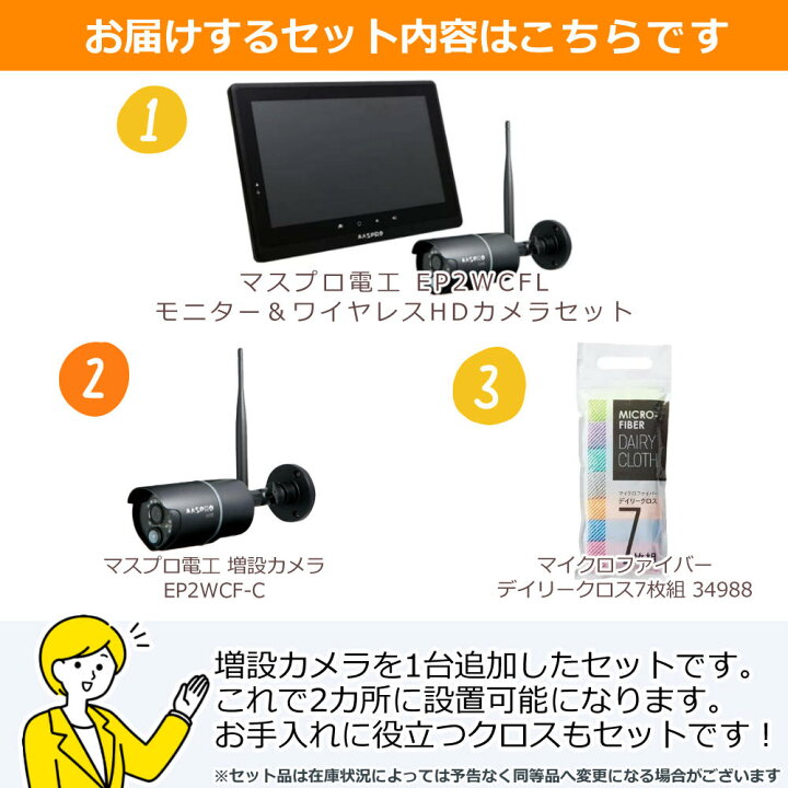 楽天市場】（増設カメラ1台＆クロス付き）マスプロ電工 モニター 