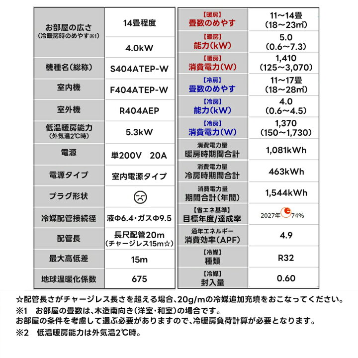 楽天市場】ダイキン エアコン14畳 Eシリーズ 2024年モデル S404ATEP-W 