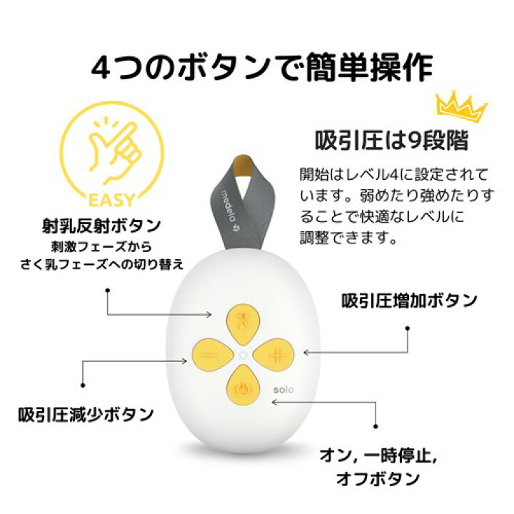楽天市場】メデラ 搾乳機 ソロハンズフリー電動さく乳器 片胸用 