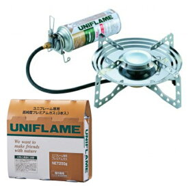 UNIFLAME ユニフレーム US-D2 テーブルトップバーナー＆プレミアムガス（3本） 2点セット（610107＆650042）（ラッピング不可）