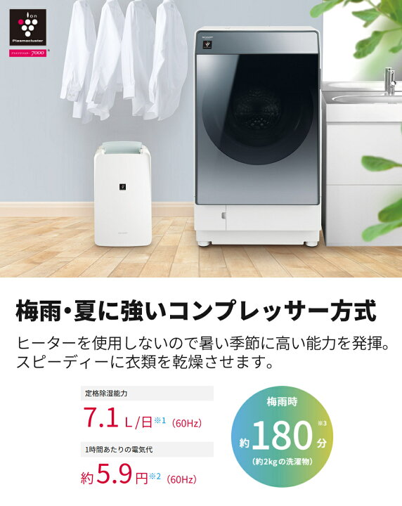 楽天市場】シャープ 衣類乾燥除湿機 CV-R71-W ホワイト 衣類乾燥 除湿 