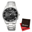 【セット】【国内正規品】[シチズン]CITIZEN 腕時計 AS1060-54E Cコレクション メンズ エコ・ドライブ電波時計 薄型＆クロス2枚セット【ステンレスバンド 電波ソーラー アナログ表示】