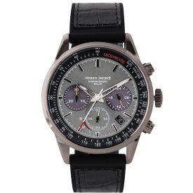 マウロジェラルディ Mauro Jerardi 腕時計 MJ063-1 メンズ ソーラー シリコン 牛型押し アナログ ブラック