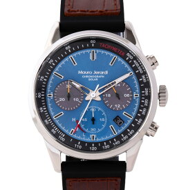 マウロジェラルディ Mauro Jerardi 腕時計 MJ063-3 メンズ ソーラー シリコン 牛型押し アナログ ブラウン ブルー