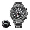（丸型時計ケース付）シチズン プロマスター CITIZEN PROMASTER 腕時計 BY3005-56G メンズ SKYシリーズ エコ・ドライブ電波 ダイレクトフライト ジオ・トレッカー ソーラー電波 ステンレスバンド 多針アナログ（国内正規品）