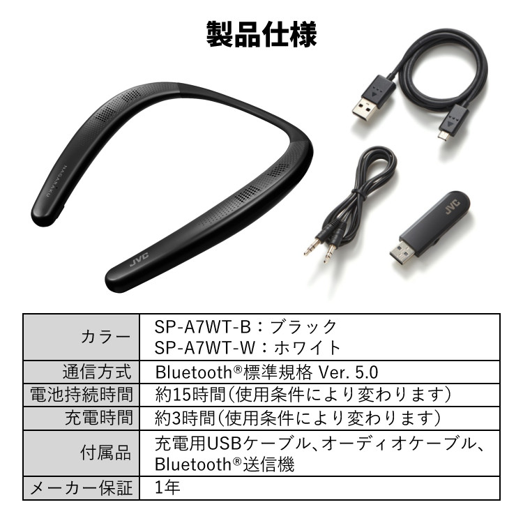 楽天市場】新品 JVCケンウッド ネックスピーカー SP-A7WT NAGARAKU 