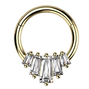 ボディピアス 軟骨ピアス 16G 扇形 モチーフ ジュエル セグメントリング 1個入り フープピアス シンプル ワンタッチピアス サージカルステンレス 耳ピアス ヘリックス 金属アレルギー