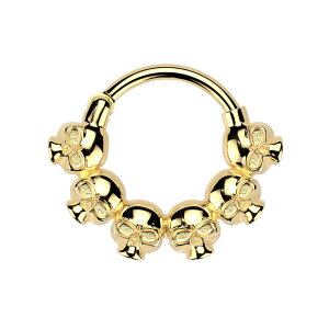 ボディピアス スカル セグメントリング 16G 骸骨 ヒンジ フープピアス クリッカー ワンタッチ ボディピアス 316L ステンレス ヘリックス 耳ピアス メンズ レディース 金属アレルギー対応 金ア