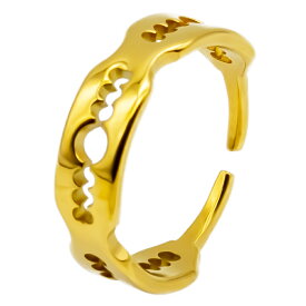 ステンレスリング 指輪 シンプル パンチング デザイン レディース メンズ 金属アレルギー対応 シルバー ゴールド フリーサイズ
