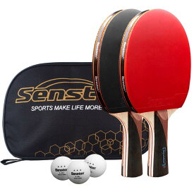 Senston 卓球セット 卓球ラケット 2本、ポータブルバッグ1個 、ピンポン球3個 つ 初心者 中高級プレイヤーのトレーニング、試合