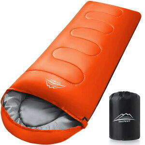 LEEPWEI 寝袋 シュラフ 封筒型 軽量 保温 耐寒 防水 コンパクト アウトドア キャンプ 登山 車中泊 防災用 丸洗い可能 快適温度 丸洗い寝袋 春用 夏用 秋用 冬用 収納袋付き(オレンジ 1400)