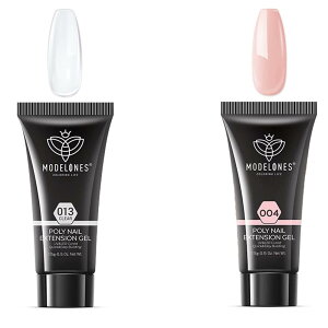modelones ジェルネイル ポリネイルジェル カラージェル 長さだし エクステンションジェル ジェル ポリッシュ二つ色セット (ヌード15g+クリア15g)
