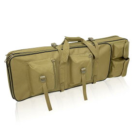 Sutekus ダブル ガンケース ライフルケース サバゲー ナイロン 2WAY ブラック (クッション付-タン120cm)