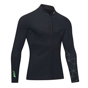 ウェットスーツ メンズ3mm 長袖 ジャケット フロントジッパー 水陸両用サーフィン フィッシング シュノーケリング 水着 (3FT-男性-S)
