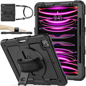 SEYMAC stock?12.9�C���`iPad?Pro ��6���� 2022 �P�[�X �ϏՌ� �ی�t�B�����t�� �y�����[ 360°��]�X�^���h �n���h�X�g���b�v �V�����_�[�X�g���b�v �S�ʕی�J�o�[ iPad?Pro 12.9��6����/��5����/��4����