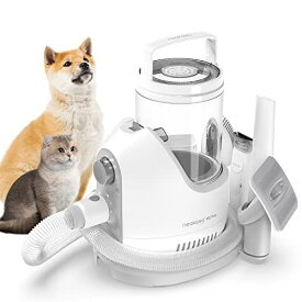 【2Lの大容量ダストカップ】Neakasa P2 Pro バリカン付きペット・グルーミングセット 犬猫 電動ペット用バリカン 5種類のアタッチメント 1台5役 多機能ペット掃除機 抜け毛を自動吸引 低騒音 3段階の吸引力 収納スタンド付き プロ＆初心者 ホワイト・グレー