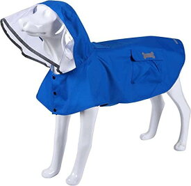 犬用レインコート 犬ドッグカッパ ポンチョ 梅雨対策 透明帽子付き 着脱簡単 防水 防雪 防風 通気 軽量 散歩用 小型犬 中型犬 大型犬 (ブルー S)