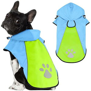 Kpuplol 犬 レインコート - 防水反射性犬服調節可能なペットジャケット、梅雨対策防雪 防風 通気 小型犬から大型犬および子犬用の軽量 (S, グリーン)