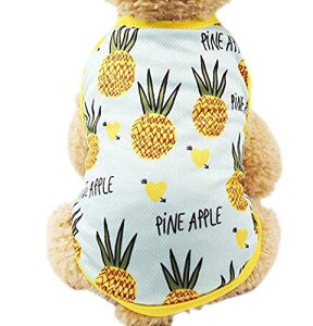 ふく福人気 通気性メッシュ小中型犬服 Tシャツ 可愛いワンピース 犬恋人服 カップ ル服 お散歩お出かけウェアに 春夏服 ドッグウェア 日焼き防ぐ 脱毛保護 (XL, パイナップル Tシャツ)