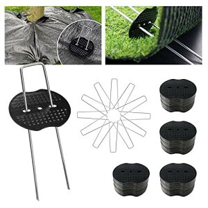 Donext Uピン杭 黒丸付 100本セット 15cm 防草シート 固定ピン 除草シート 押さえピン 人工芝