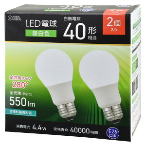 �I�[��(OHM)�I�[���d�@ LED�d�� E26 40�`���� �����F 2�� LDA4N-G AG59 2P 06-5464
