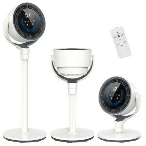 サーキュレーター 扇風機 兼用 DCモーター 静音【4D送風&節電対策】360度首振り 3段階高さ調整可能 パワフル送風 12段階風量調節 左右上下自動首振り3段階 1-12時間切タイマー 30畳 タッチパネ