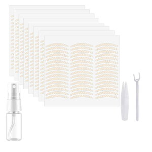 shefun ふたえテープ メッシュ 384枚 水で貼る まぶたテープ 二重 両面 強力 二重テープ 極細 肌色 メッシュテープ 二重まぶた 目立たない テープ JP170 (半月細め)