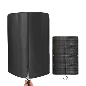 ZATOOTO タイヤカバー 屋外 軽自動車用 幅65×高さ90cm 保管 防水 4本 タイヤ保管 厚手 収納 防犯 汚れ防止 劣化を防ぐ 雨よけカバー 紫外線カット シルバーコーティング 収納袋付き ブラック (14/1