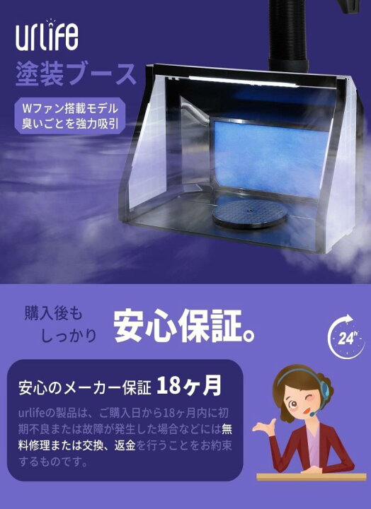 楽天市場】urlife 塗装スプレーブース LED照明ライト 2基パワフル 
