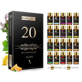 MAYJAM エッセンシャルオイル セット アロマオイルセット 精油 お試しセット マッサージオイル プレゼント 5ml×20本