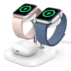 SwanScout 新高速バージョン Apple Watch対応 3.3W充電スタンド Apple Watchとイヤホン適用充電器 2つのアップルウォッチ同時充電 デュアル apple watch 充電器 Apple Watch Series 9/8/7/6/5/4/3/2/1/SE/Ultra 2/Ultra&Air