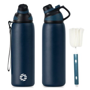 FJbottle 水筒 1リットル 真空断熱 スポーツボトル 保温 保冷 スポーツ飲料対応 1l すいとう 広口 洗いやすい ステンレスボトル マグボトル 洗浄用スポンジ付き 女の子 男の子 おしゃれ 大人 子