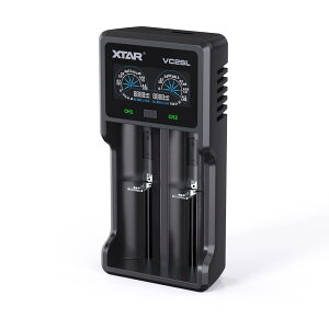 XTAR VC2SL リチウム充電器 電池充電器 最大2Ax1/1Ax2 3.6V/3.7Vリチウムイオン電池 10400〜26650 1.2V ニッケル水素電池/ニカド電池対応 AAAA/AAA/AA/A/SC/C Type-C 入力 バッテリー活性化機能 Li-ion Ni-MH Ni-Cd IMR I