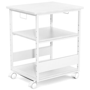 MIYOKI プリンター台 プリンタラック キャスター付き 幅60 奥行50cm 高さ70cm 総耐荷重90kg A3 A4対応 コピー機台 サイド デスク ワゴン デスク下 収納棚 事務用品収納 物置台 中棚9段階調節可能 組