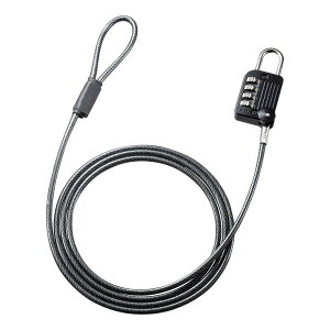 サンワサプライ(Sanwa Supply) セキュリティワイヤー一体型ダイヤル錠(ブラック) SLE-32S