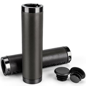 CXWXC 自転車 グリップ レザー ベタベタしない 耐久性 クロスバイク ハンドルグリップ 22.2mm 黒色 (HL-G220)