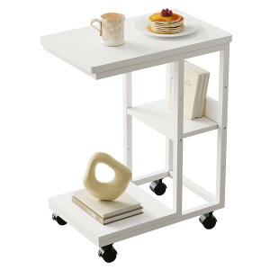 YeTom サイドテーブル キャスター付き ソファーテーブル コの字型ベッドサイドテーブル ソファサイドテーブル ソファテーブル 可移動ナイトテーブル 層板は調節可能 幅48×奥行30×高さ60cm(