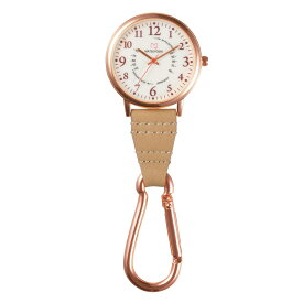 マツヨシ ナースウォッチ 蓄光 フック式 カラビナ式 見やすい文字盤 医療 看護 看護師 ナース時計 ナースグッズ (グレージュ)