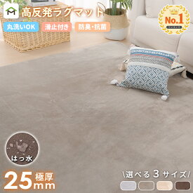 高反発 ラグ 厚手 厚さ25mm フランネル 防音 滑り止め付 マイクロファイバー ホットカーペット対応 ラグ ラグマット 正方形 マット カーペット 絨毯 北欧 極厚 高反発 床暖房 送料無料