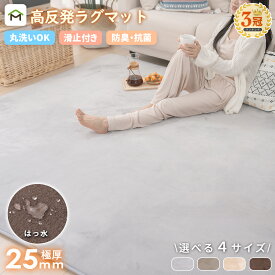 ラグマット 厚手 極厚25mm 2畳 3畳 洗える フランネル 防音 滑り止め付 床暖房 ホットカーペット対応 こたつ 対応 高反発ラグ ラグマット 正方形 マット カーペット 絨毯 北欧 オールシーズン 送料無料