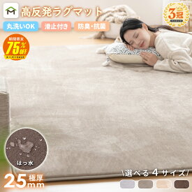 【SS期間75%OFF 3/4 20時〜】【色:スノーグレー★超特価】ラグマット 厚手 極厚25mm 2畳 3畳 洗える フランネル 防音 滑り止め付 床暖房 ホットカーペット対応 こたつ 対応 高反発ラグ ラグマット 正方形 マット カーペット 絨毯 北欧 オールシーズン 送料無料