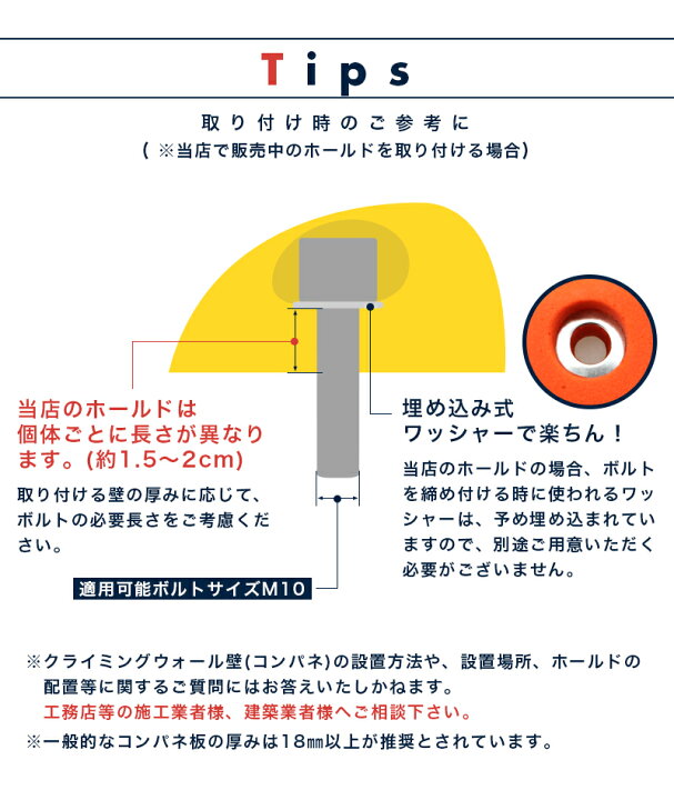 楽天市場】クライミングホールド 取り付け用ボルト 30個セット 
