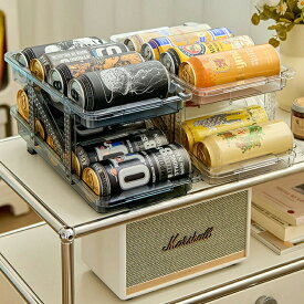 楽ちん！缶動ラック ミニ 缶ストッカー 冷蔵庫 収納 缶 ビール 缶ラック すっきり 庫内 省スペース 取り出しやすい 収納ラック 缶ディスペンサー コロコロラック スペース活用 可動式 整理特集 キッチン収納 シンプル 父の日