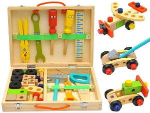 大工さん 子供用 工具セット 子どもに人気な大工さんセット 木製ツールボックス おままごと 木のおもちゃ DIY 木製 早期学習玩具 男の子のおもちゃ 知育玩具