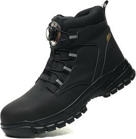 安全靴 防水 メンズ ワークブーツ 作業靴 ハイカット 軽量 ダイヤル 鋼先芯 セーフティシューズ 　ブラック
